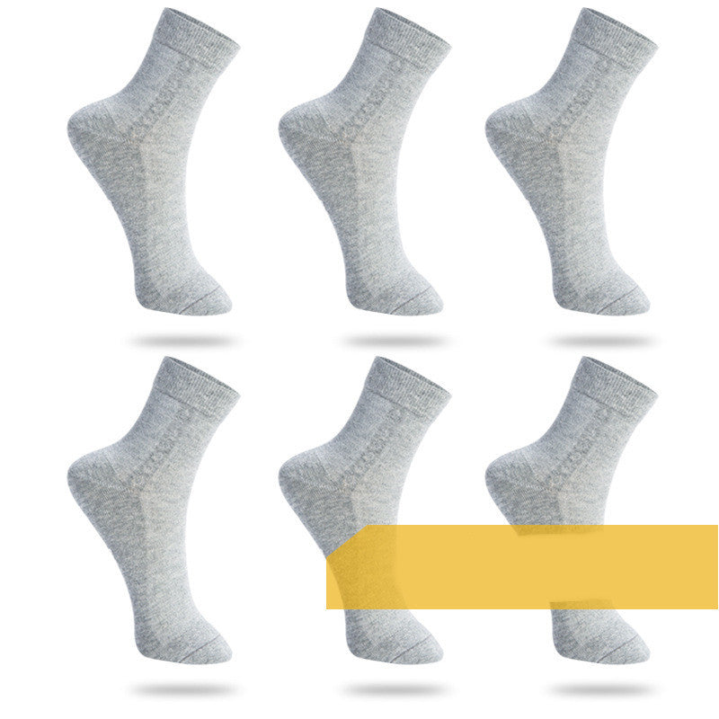 Men's Fashion Solid Color Cotton Sweat-absorbing Mid-calf Socks