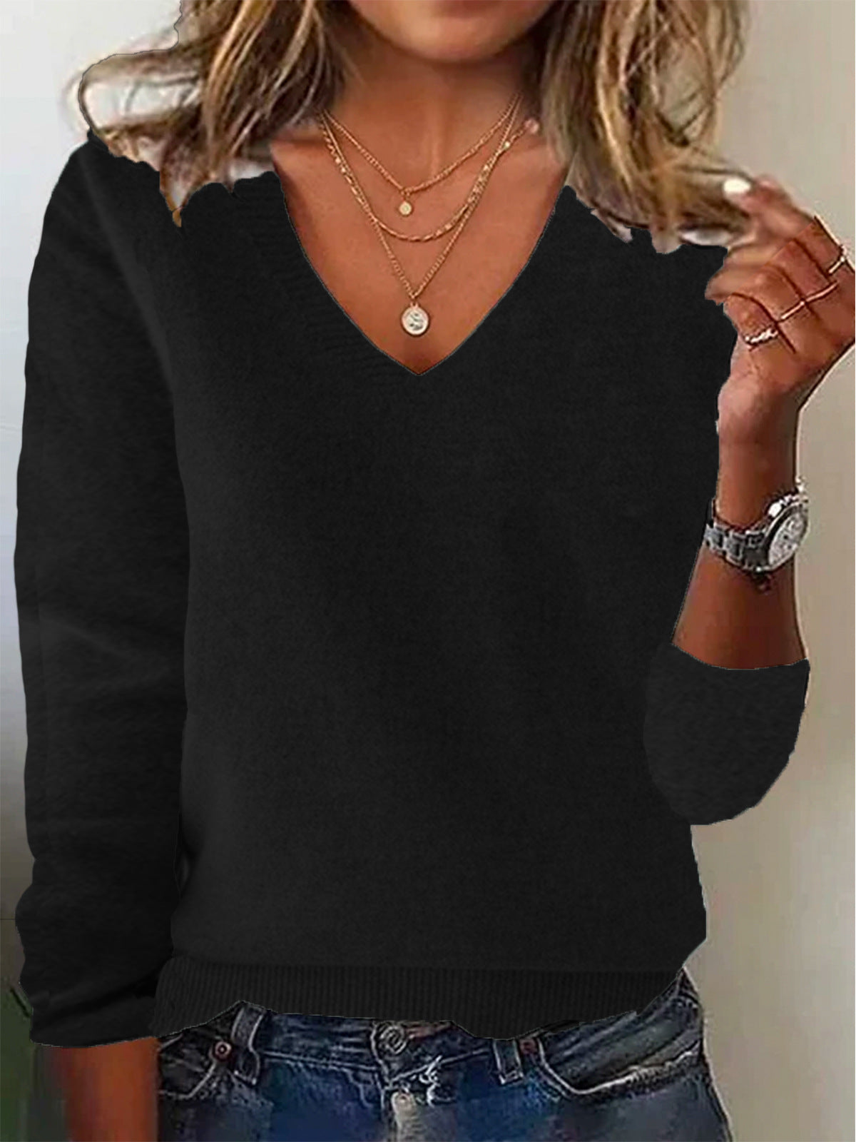 Women's Long-sleeved Knitted Sweater Loose Plus Size