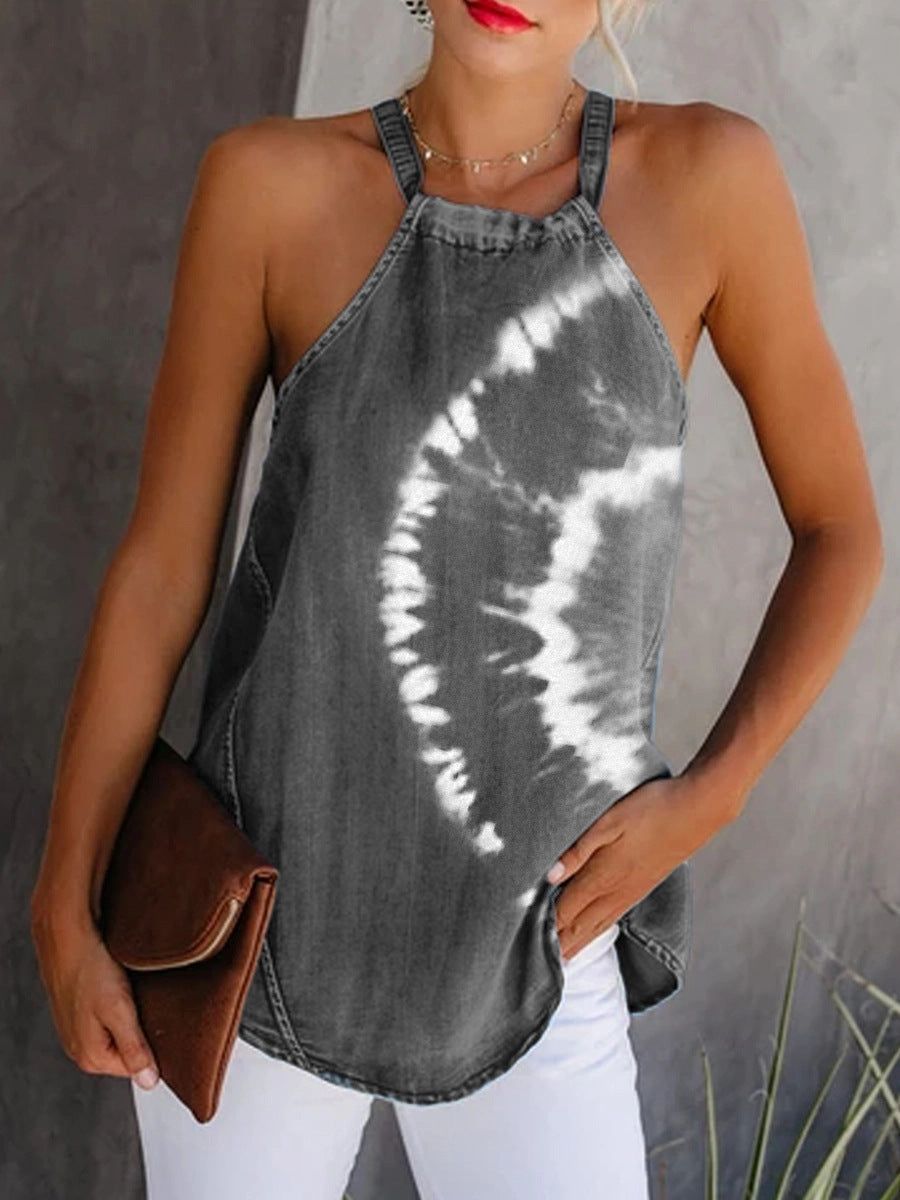 Women's Tie-dye Straps Sleeveless Small Sling