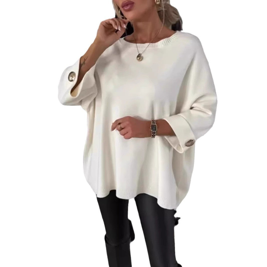 Women's New Solid Color Round Neck Shirt With Half Sleeve Knit Casual Top