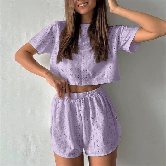 Hollow-out Cropped Two-piece Set