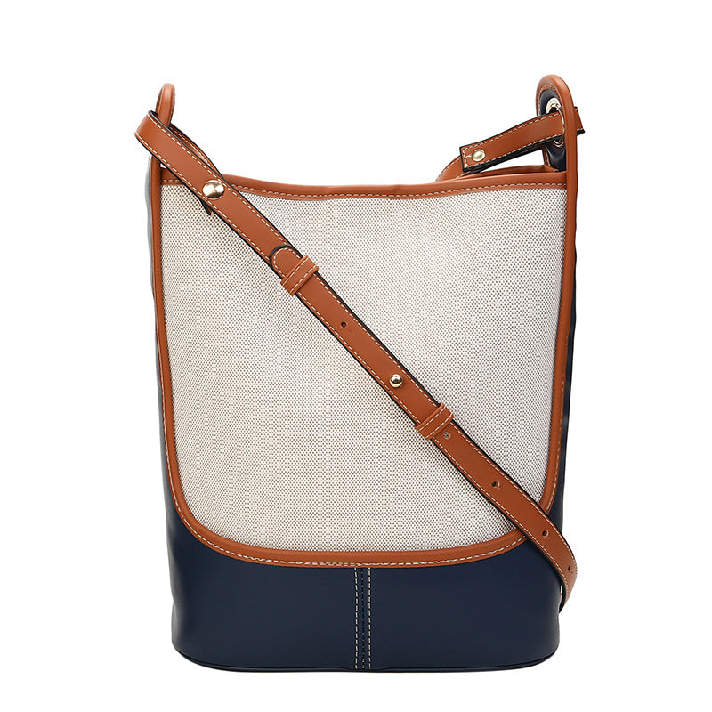 Simple Color Canvas Bucket Bag For Women