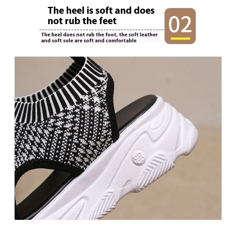 Women's Summer Fashion Casual Woven Mid Heel Sports Platform Sandals
