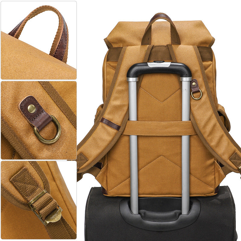 Large Capacity Waterproof Outdoor Canvas Vintage Backpack