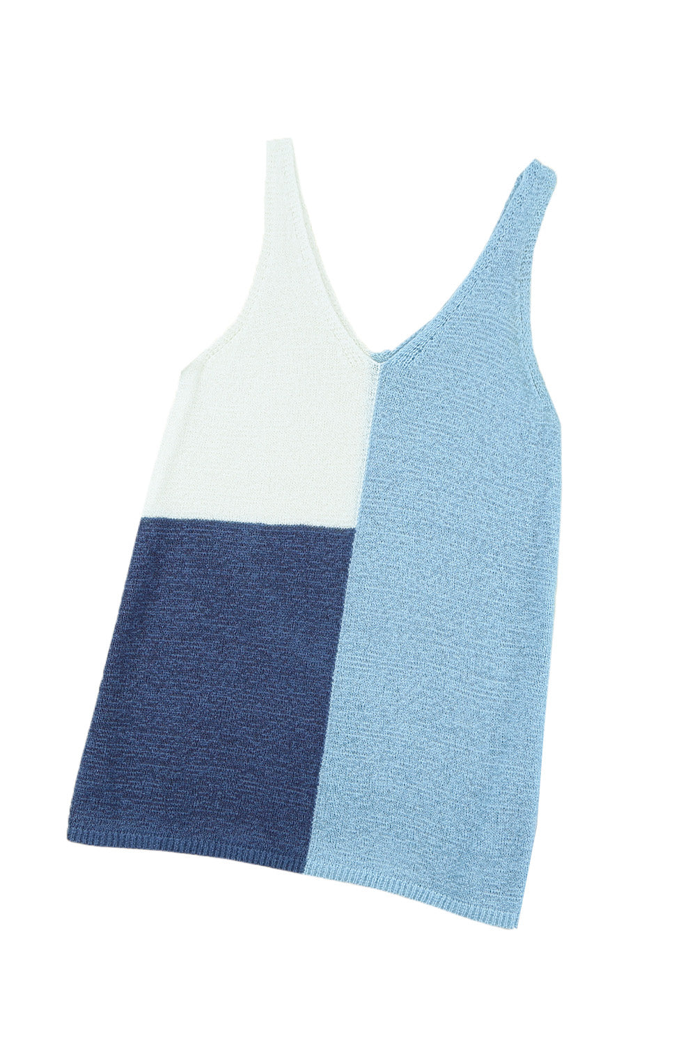 Blue Color Block Knitted Tank Top