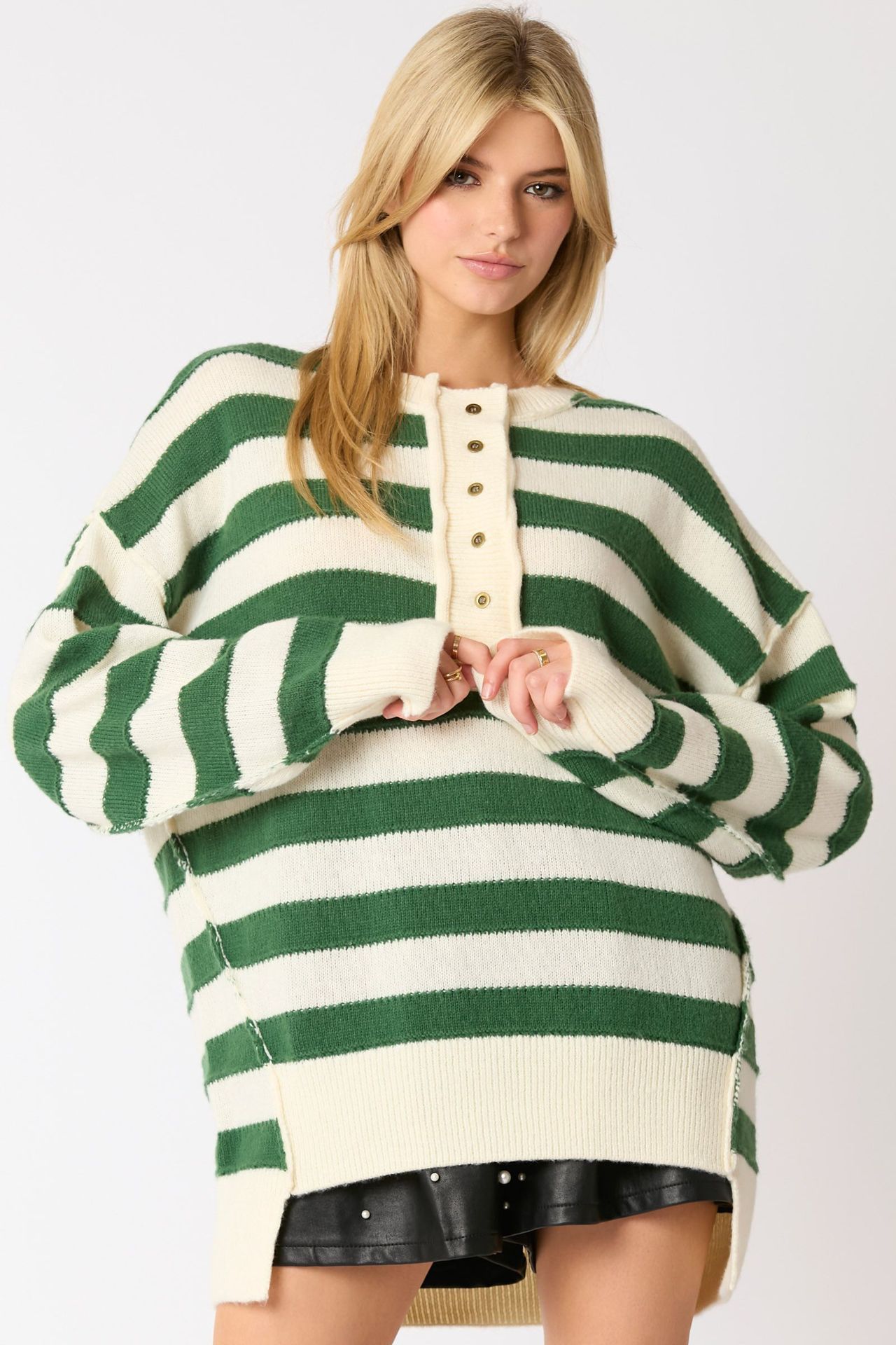 Loose Multicolor Knitted Sweater Long Sleeve Top For Women