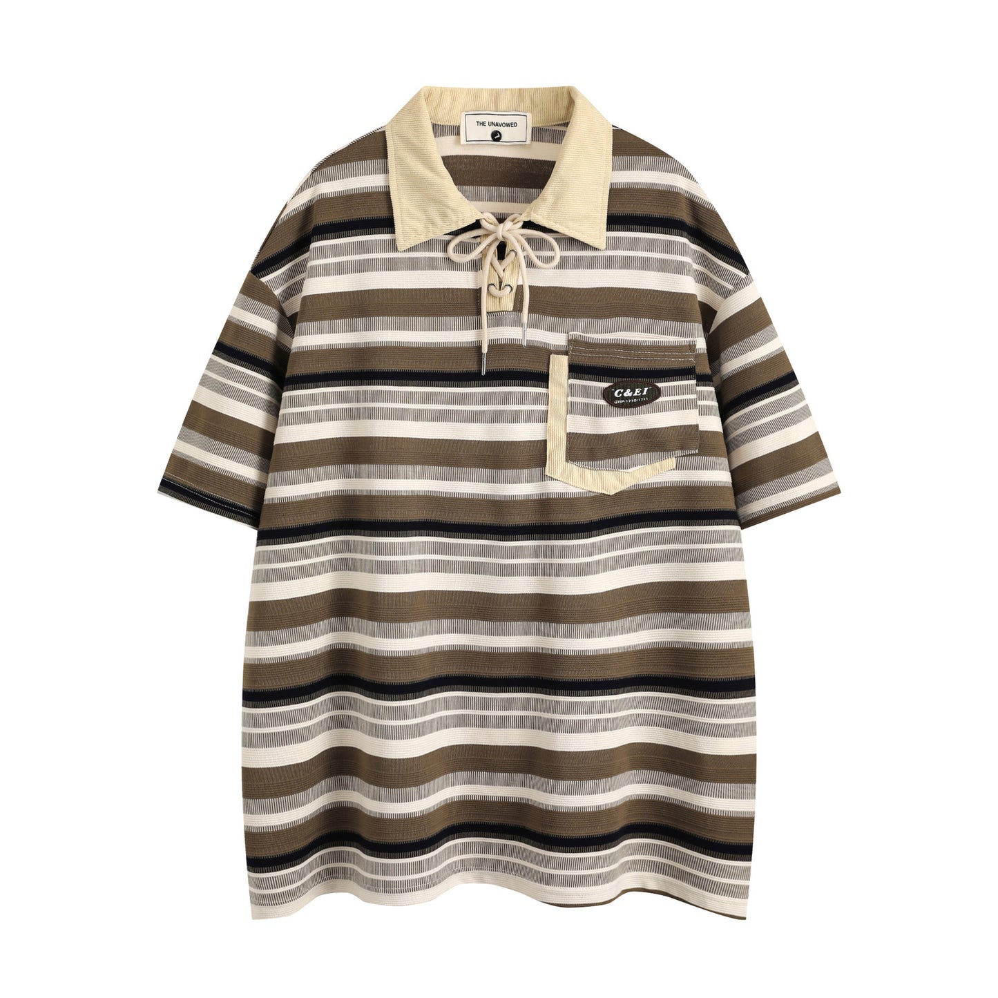 Retro Loose Striped Short-sleeved Polo Shirt For Men