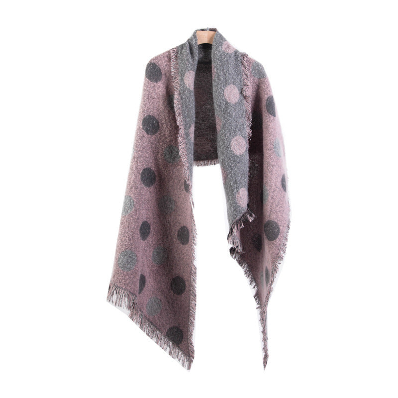 European And American Autumn And Winter Scarf Women's Circle Yarn Polka Dot Angle Thickened Shawl