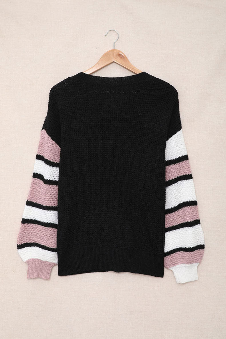 Casual V-neck Pullover Loose Long-sleeved Sweater