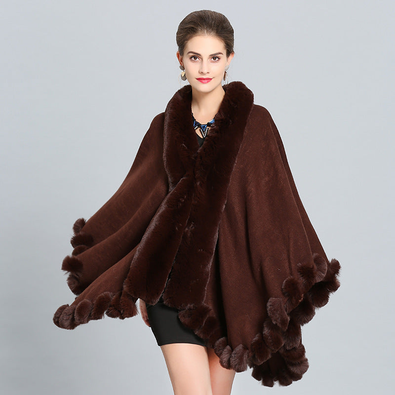 Winter Thick Shawl Imitation Fox Fur Long Collar