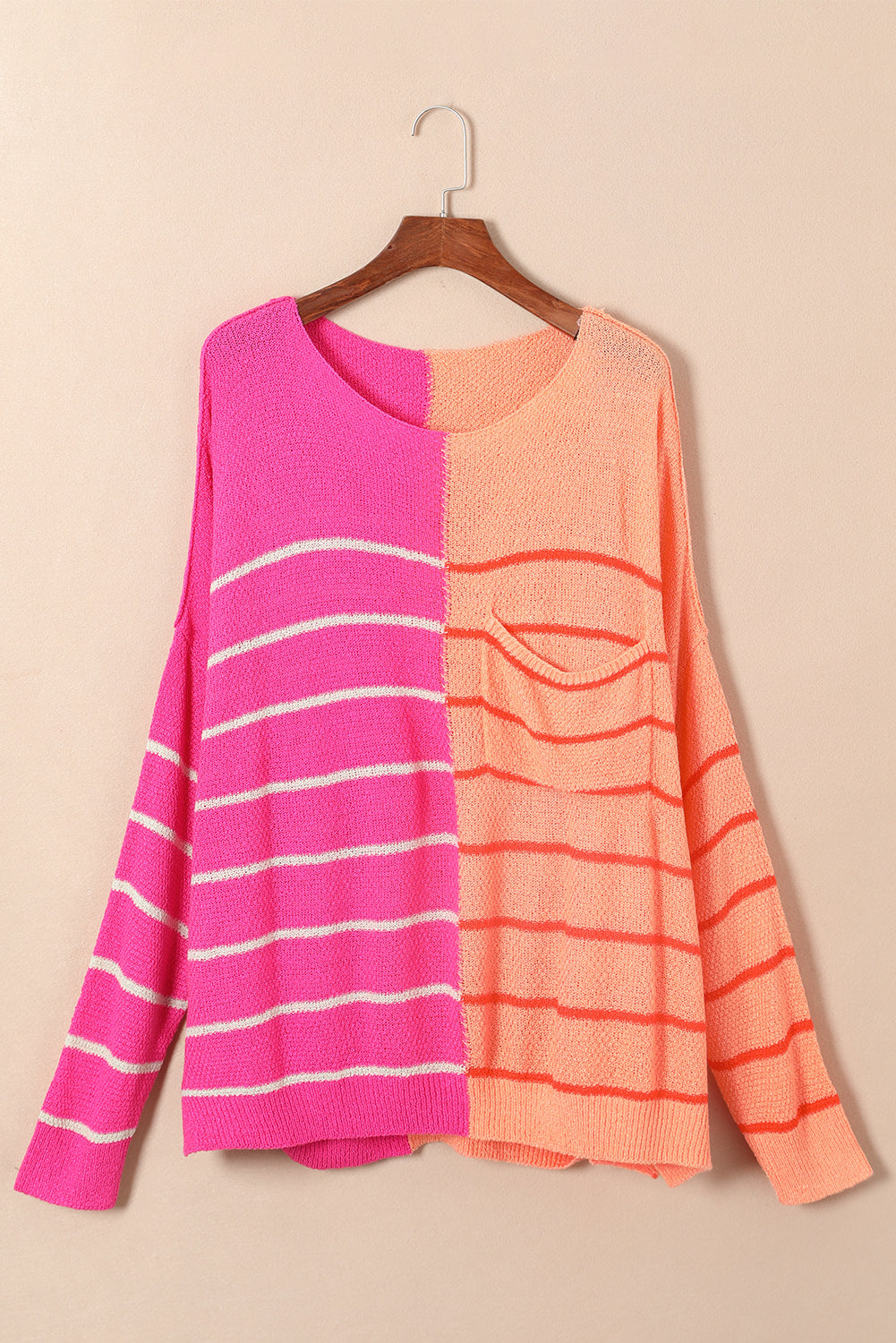 Yellow Plus Size Color Block Striped Patchwork Knit Sweater