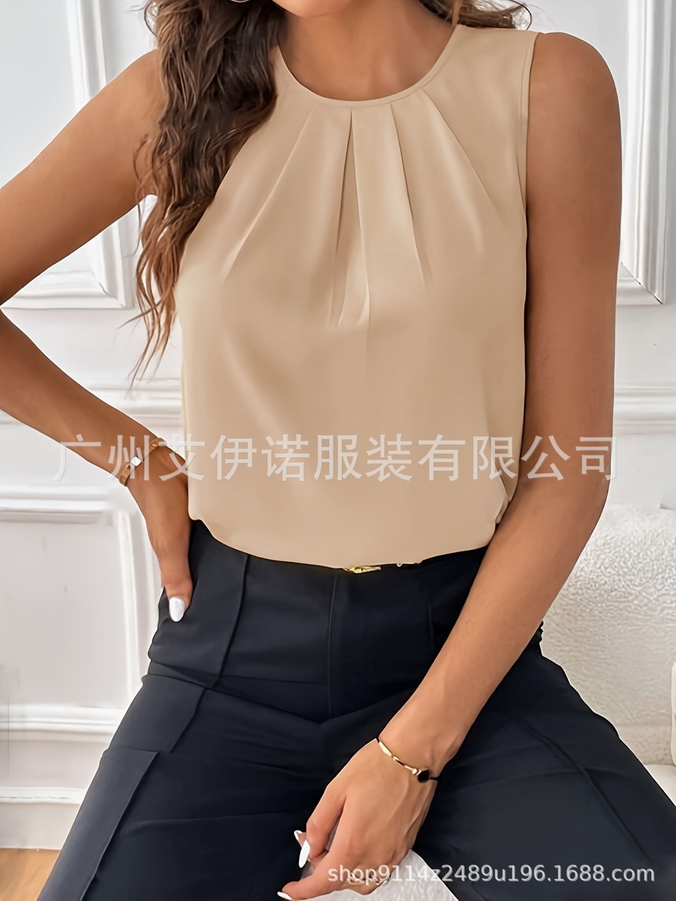 Sleeveless Button Versatile Simple Elegant Shirt Top