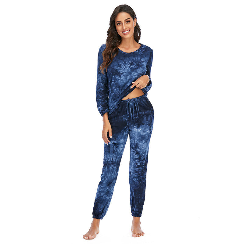 Women's Fashion Casual Tie-dye Pajamas Long Sleeve Set