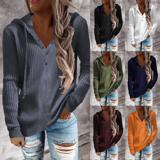 Women's Solid Color Casual Hoodie Loose Knit