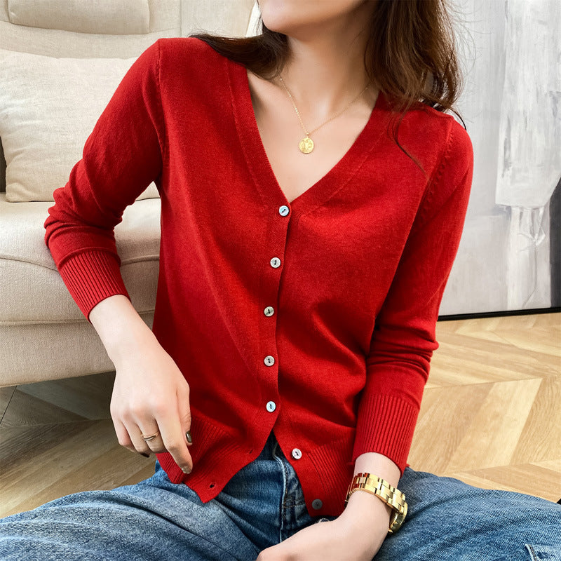 Cardigan V-neck Sweater Loose Bottoming Sweater