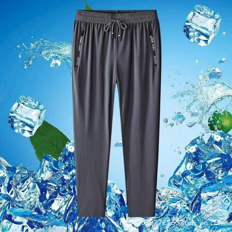 Ice Silk Trousers Men's High Elastic Breathability Leisure Sports Quick-drying