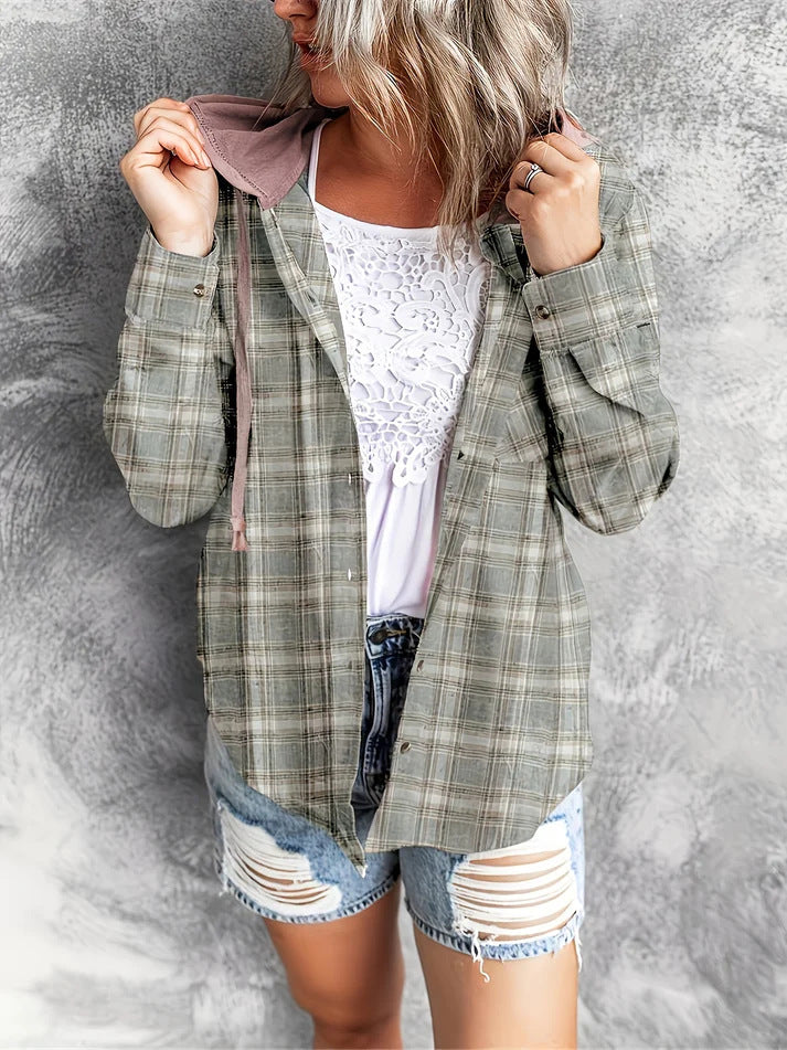 Hooded Sweater Breasted Casual Overshirt