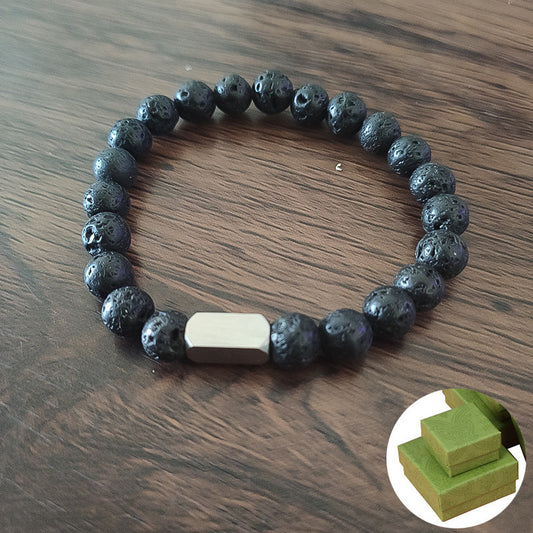 Natural Volcanic Stone Beaded Bracelet, Simple And Versatile