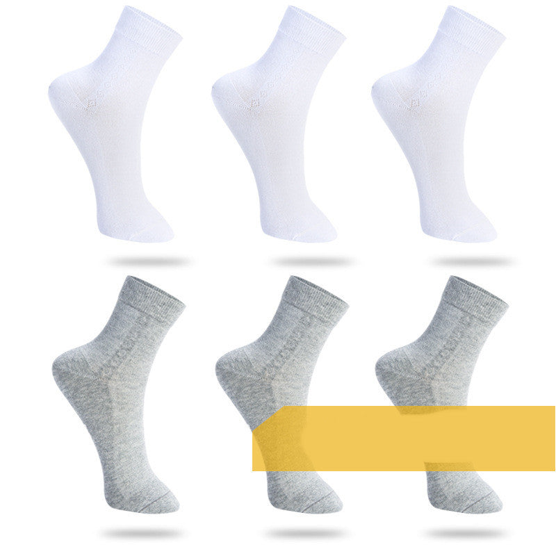 Men's Fashion Solid Color Cotton Sweat-absorbing Mid-calf Socks