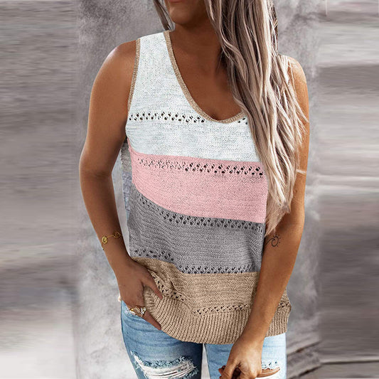 Hollow Sleeveless V-neck Tank Top