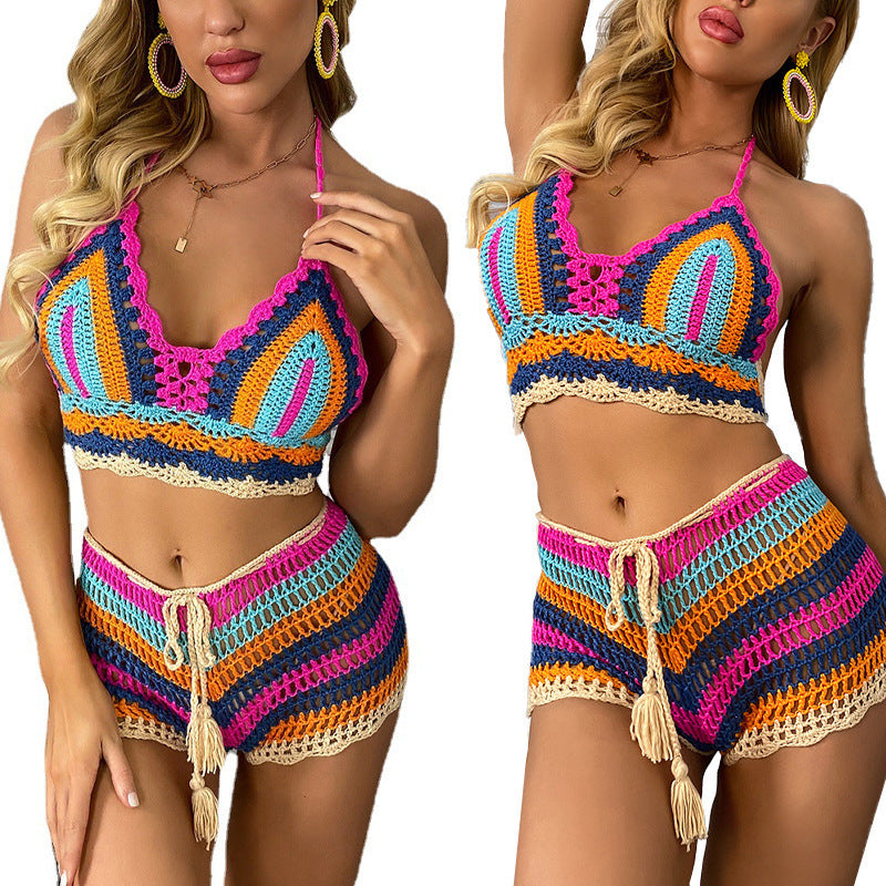 Women's Hand Crochet Knitted Swimsuit Set