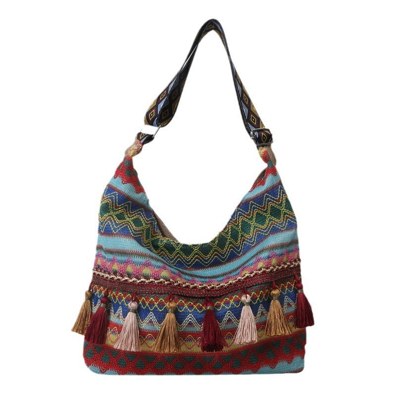 Simple Shoulder Retro Ethnic Style Large Capacity Crossbody Tote Bag