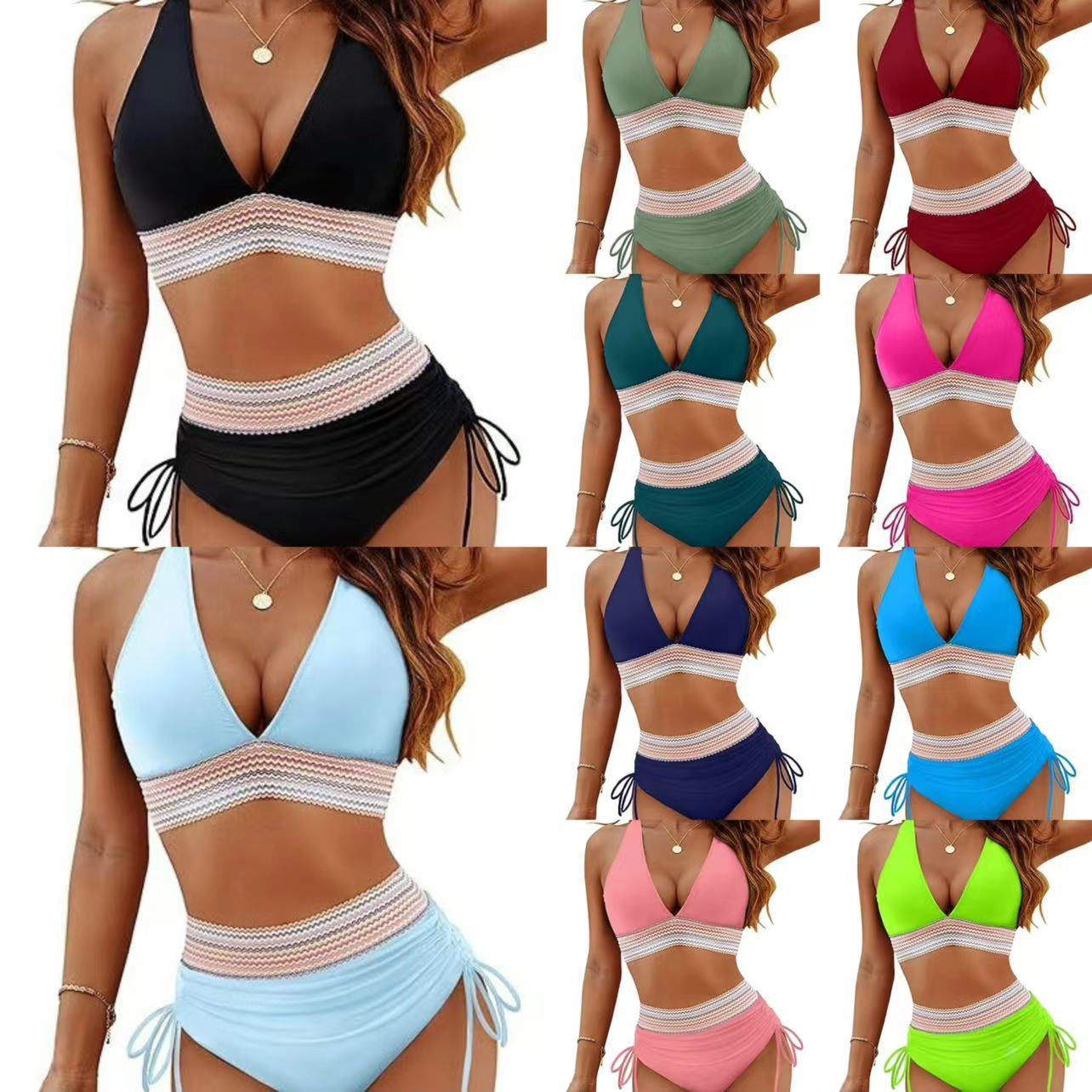 Fashion Women's High Waist Bikini Split Suit