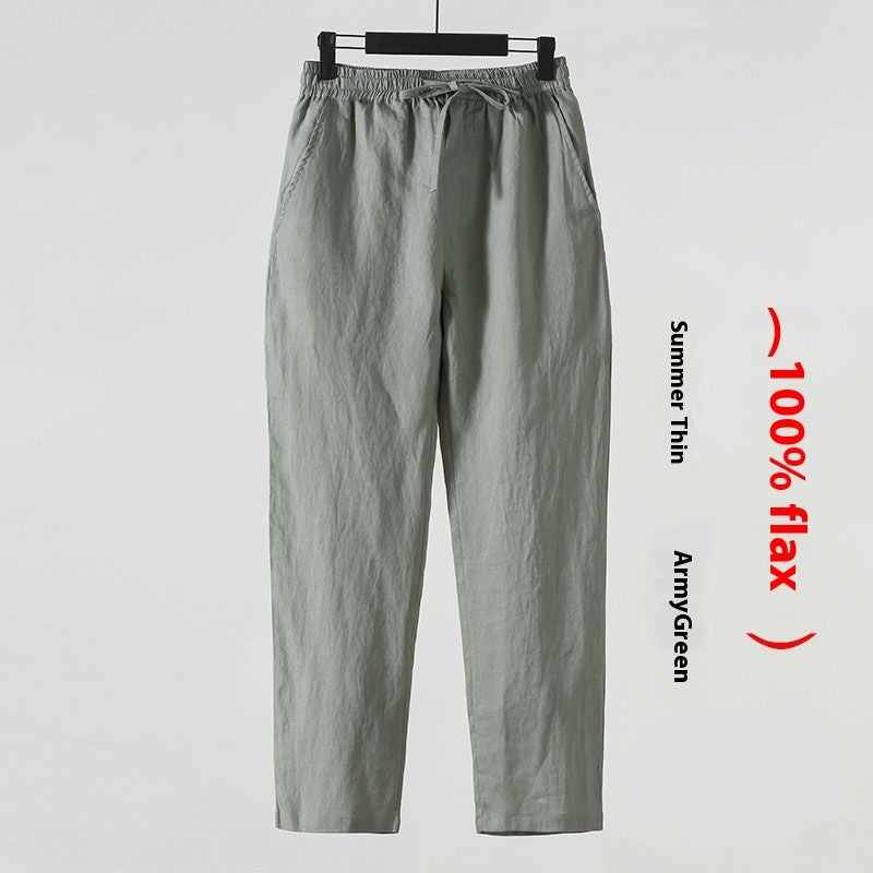 Cotton Linen Cropped Men's Casual Pants Style