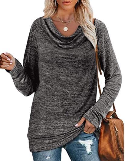 Long Sleeve Pile Collar Loose Mid Length Knit Sweater top