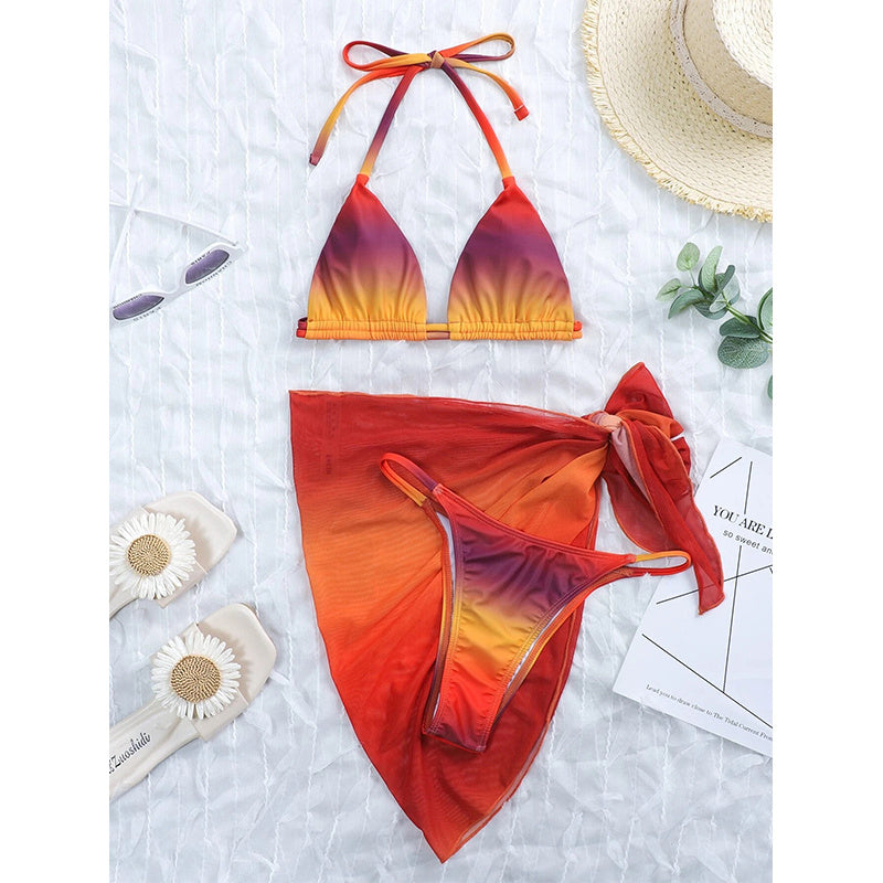 Gradient Color Little Sexy Three-piece Swimsuit