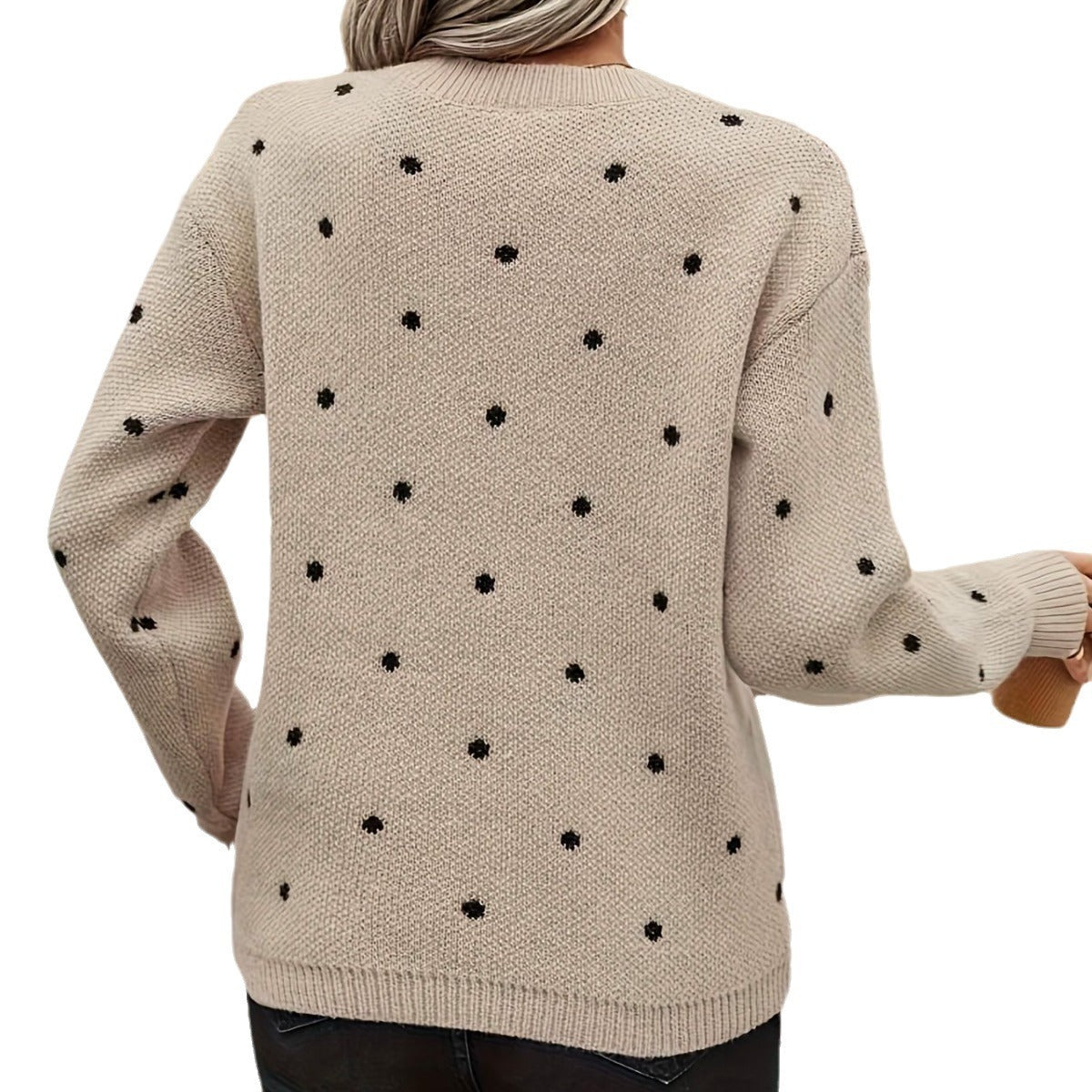 Fashion Polka Dot Round Neck Sweater