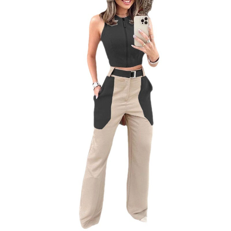 Summer Fashion Casual Vest Belt Blouse And Pants