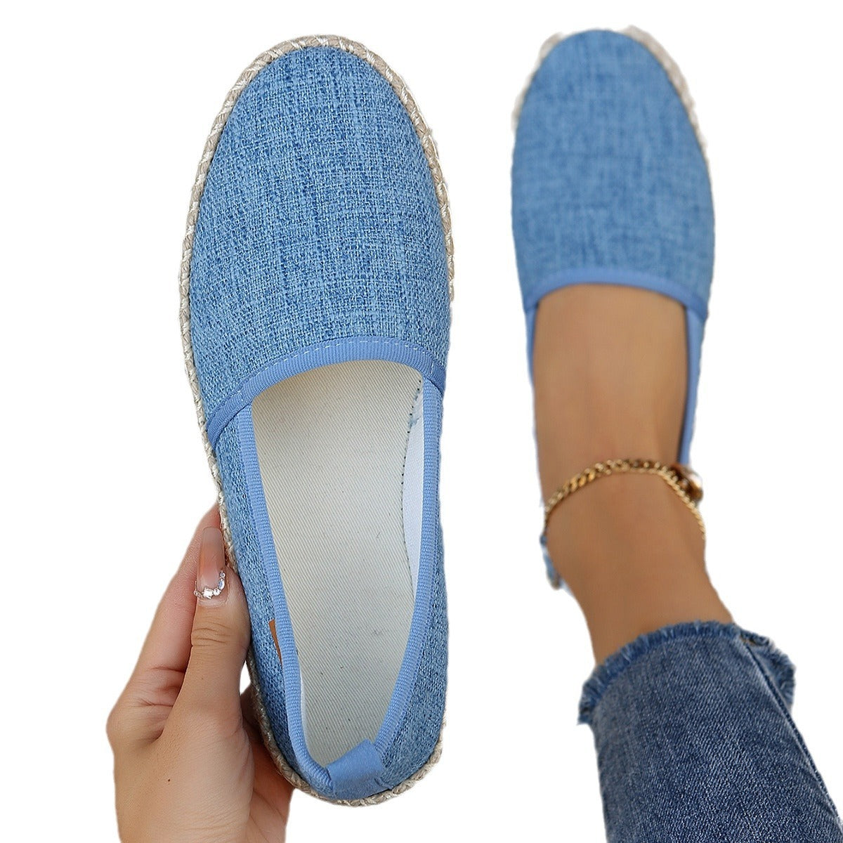 Rope Bottom Middle Mouth Slip-on Flat Cloth Shoes