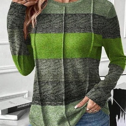 Round Neck Contrast Color Long Sleeve Casual And Comfortable Fashion Sweater