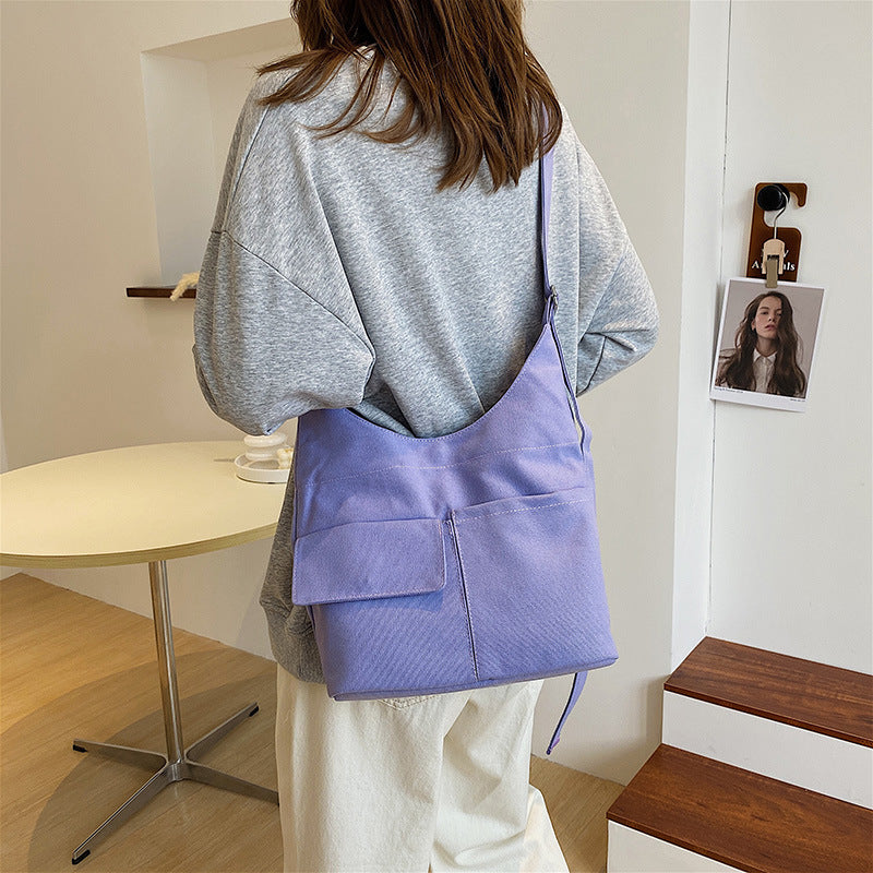 Women's Fashion Large Capacity Canvas Solid Color Casual Bag