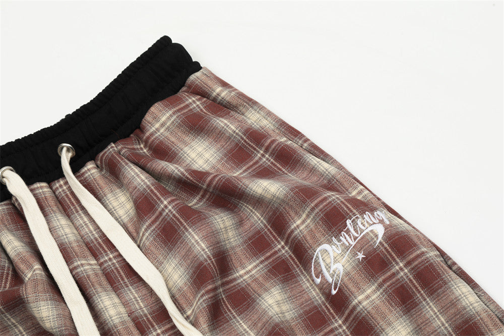 Men's Loose Plaid Trousers Special-interest Design