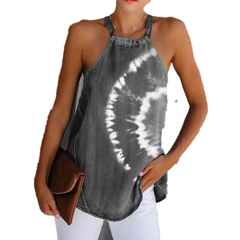 Women's Tie-dye Straps Sleeveless Small Sling