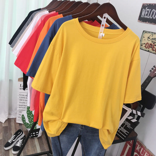 Solid Color T-shirt Women Loose Thin Looking Extra Large Plus