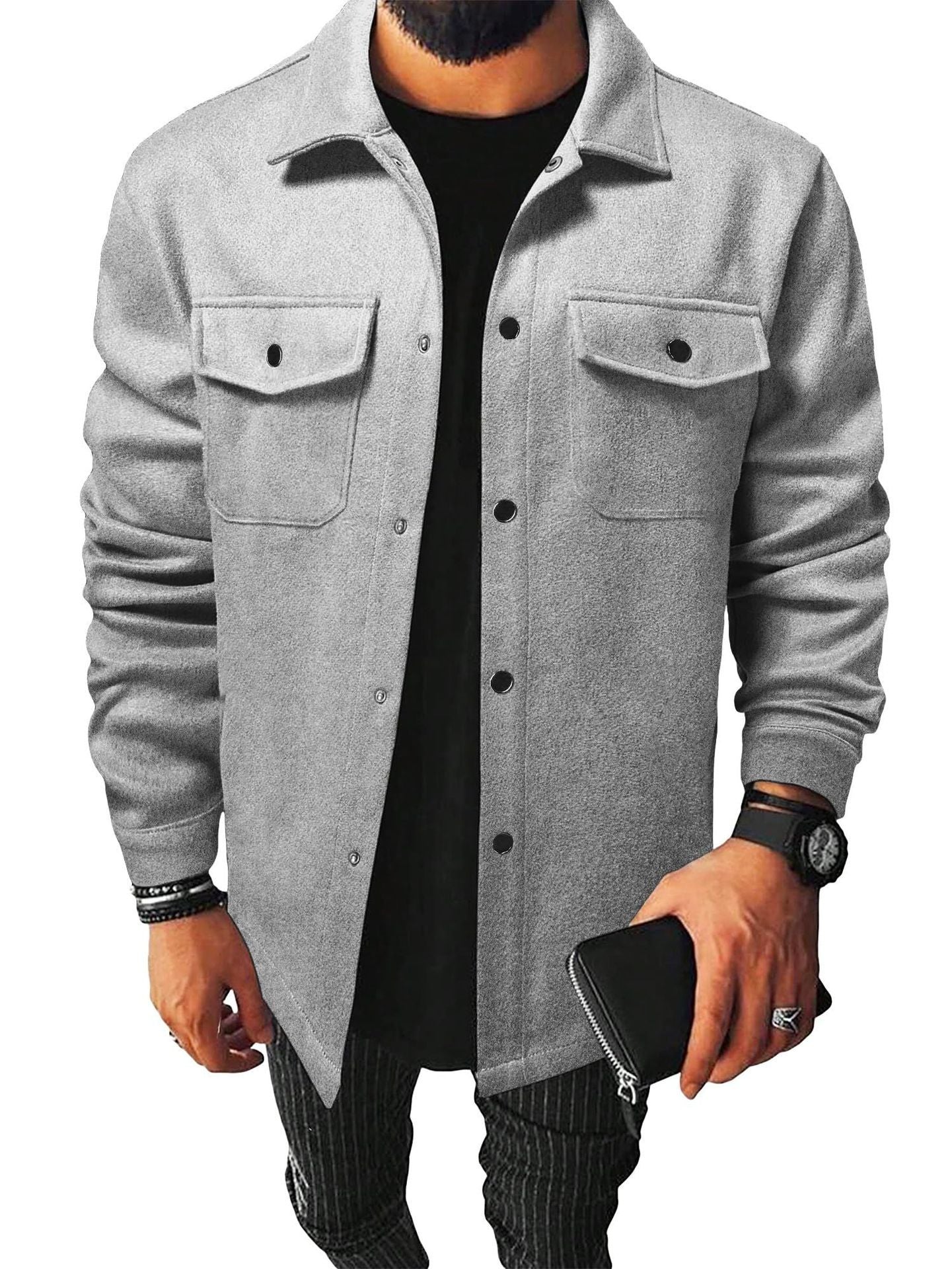 Autumn And Winter Style Men's Clothing Casual Men's Shirts Brushed