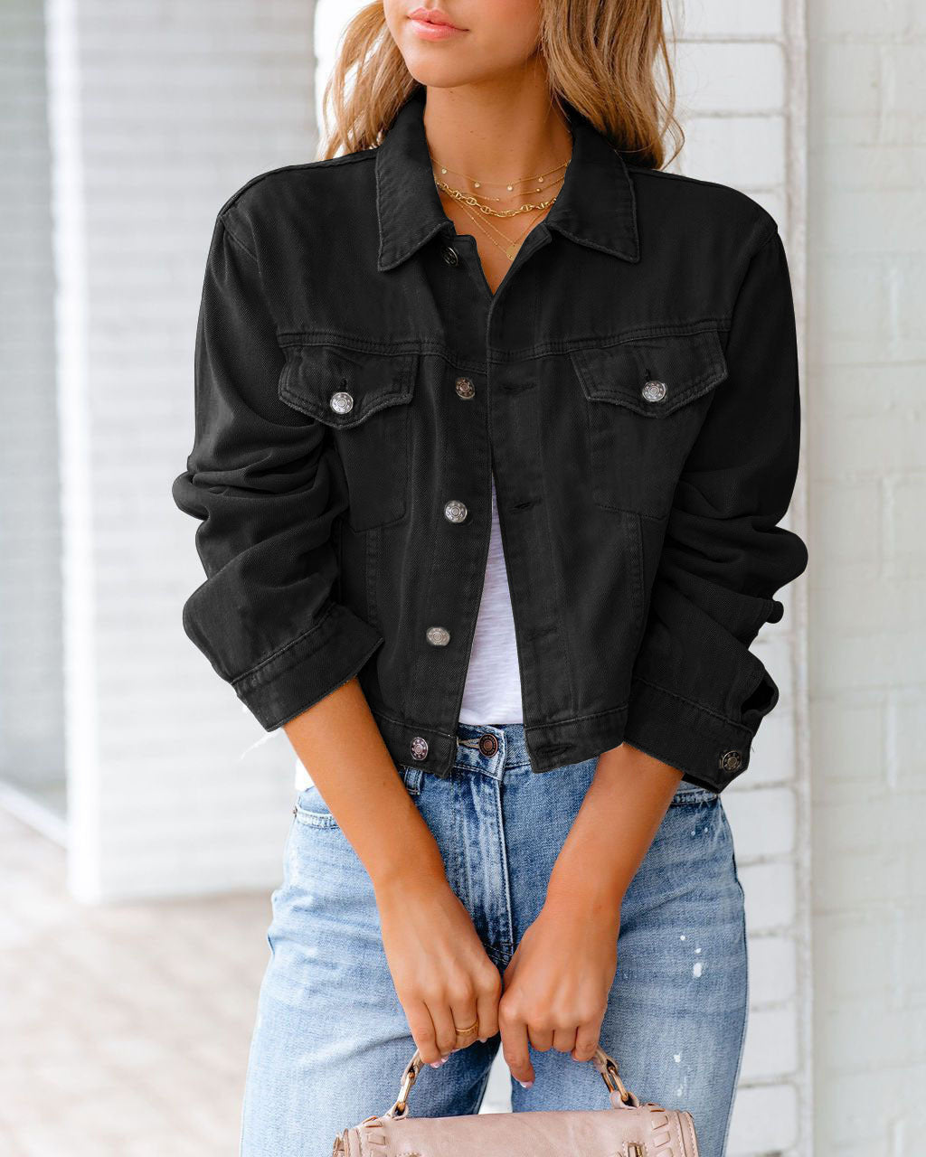 Solid Colors Mid Denim Jacket Jacket