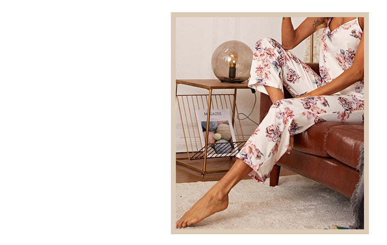 Women's floral print  Pajamas V-neck Tank top set