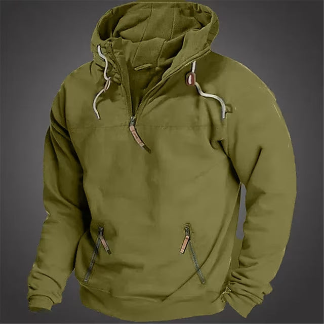 Hooded Solid Color Men's Casual Sweatshirt Thickened Jacket