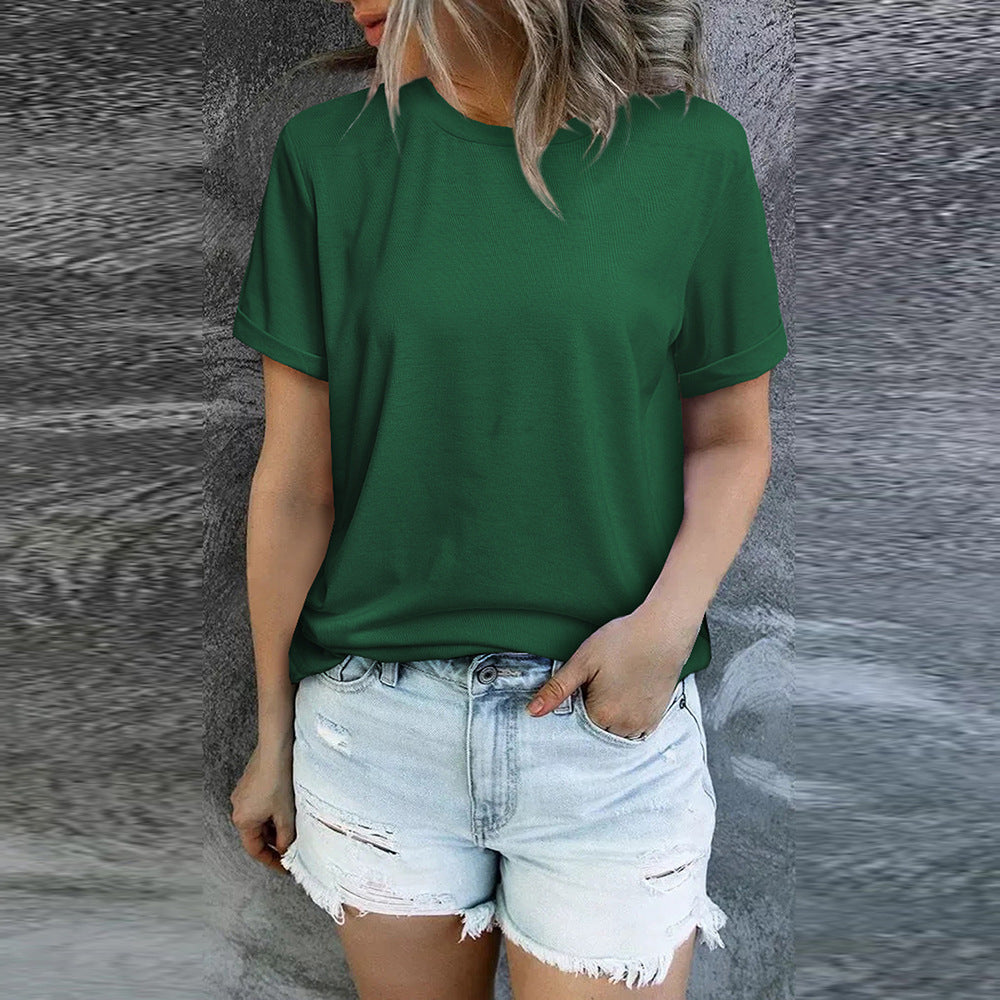 Solid Color Casual Short-sleeved Top Ladies