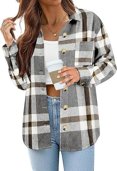 Fashionable Jacket Women's Brushed Woolen Jacket Plaid