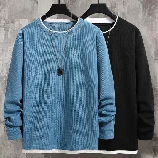 Men's Spring And Autumn Solid Color Plus Size Round Neck Sweater