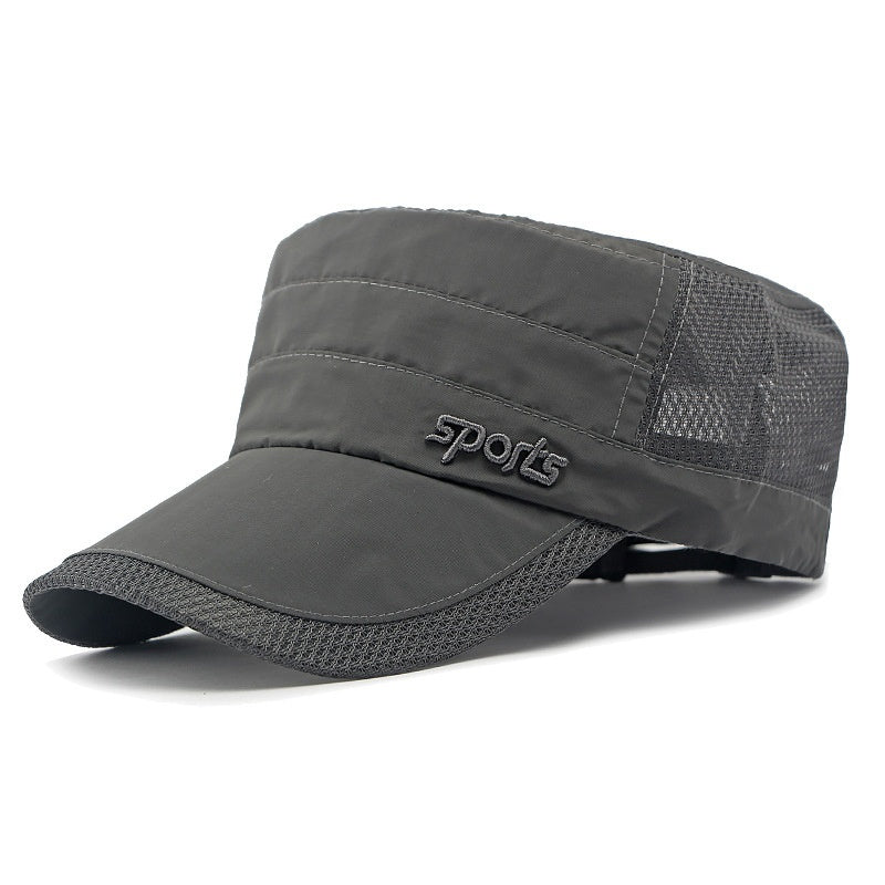 Peaked Cap Summer Mesh Breathable Swimming Sunshade Flat Top Military Cap