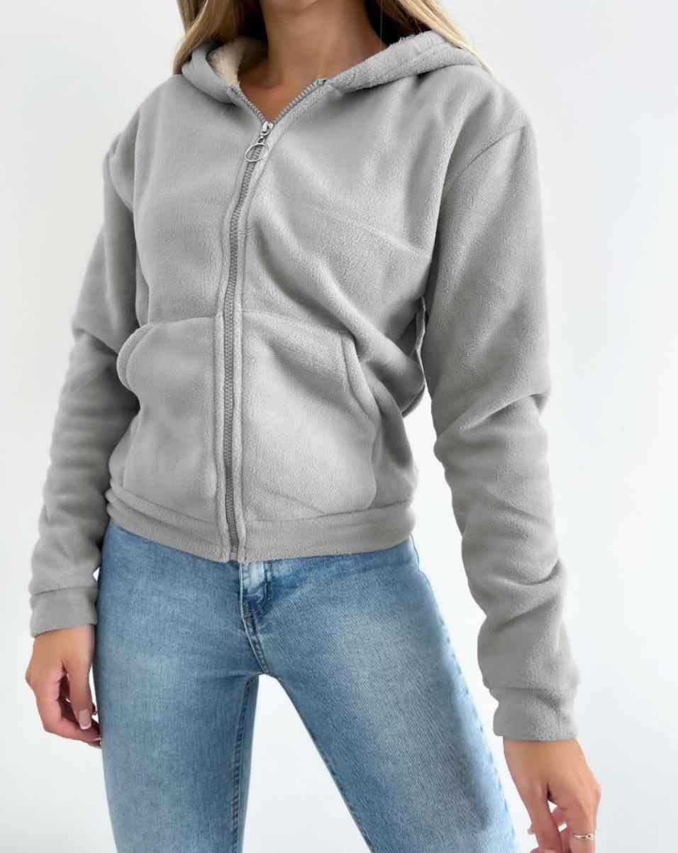 Zipper Kangaroo Pocket Warm Hooded Cardigan Sweater