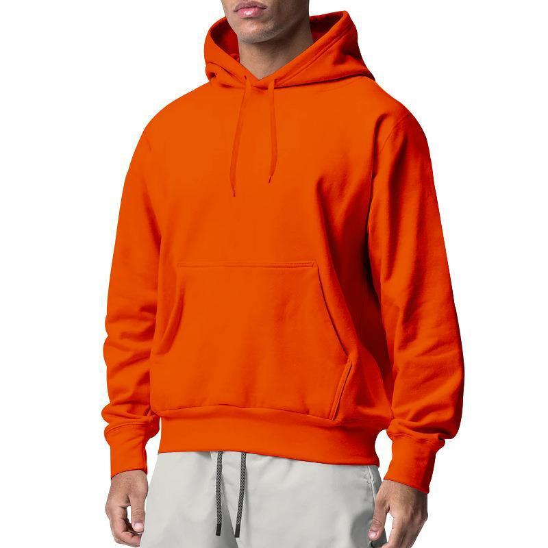 European And American Men's Sports Solid Color Fleece Sweater Hoodie