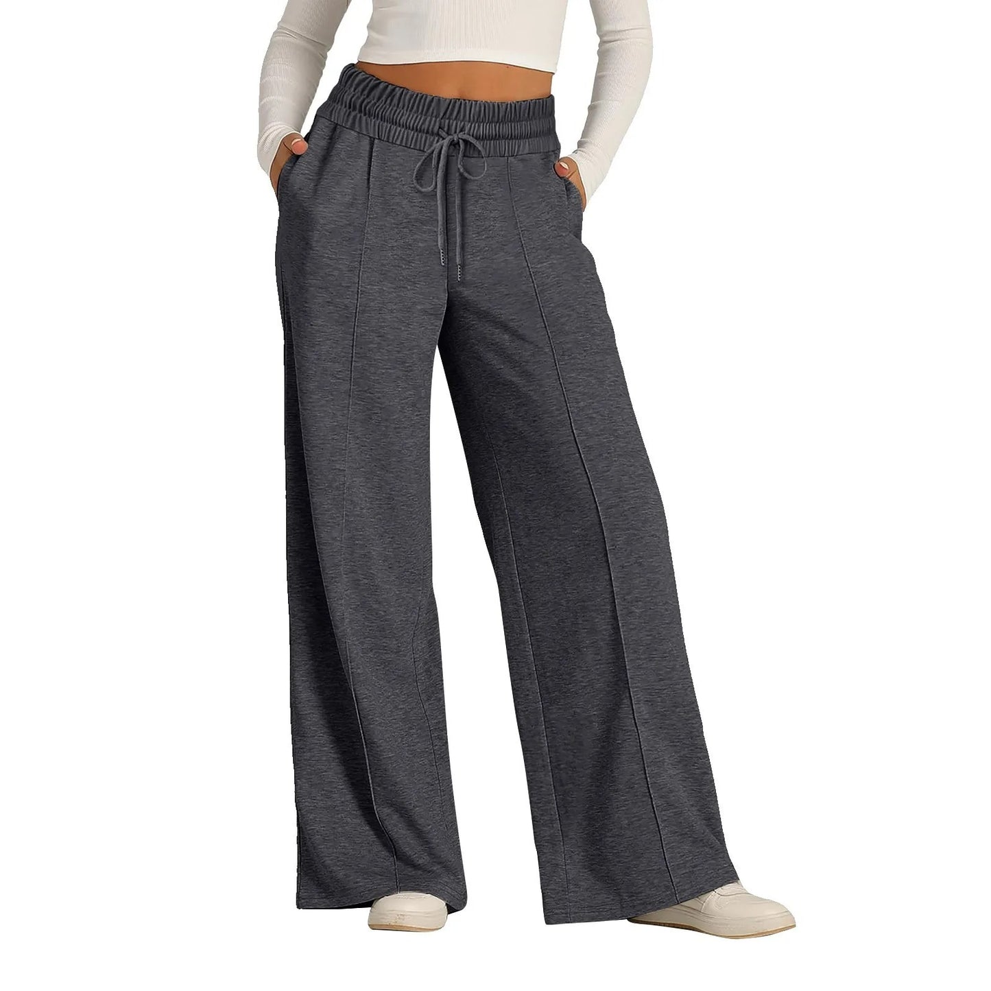 Women's High Waist Wide Leg Sweatpants Mid-line Sports