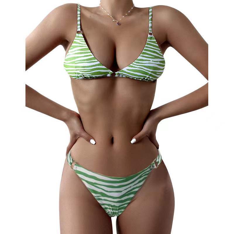 Bikini Swimsuit Women's Three-point Strap Striped Printed Bikini